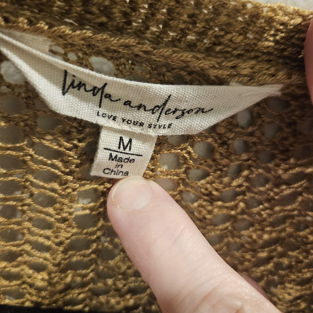 Linda Anderson Open Knit Cardigan Medium